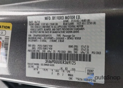 2014 Ford Fusion Hybrid S из США, поврежденный, VIN 3FA6P0UUXER369125